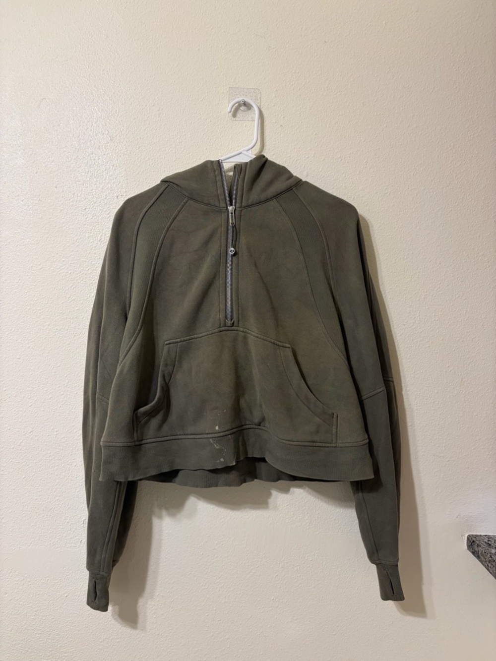 Lululemon Olive Half-Zip Scuba with Hood